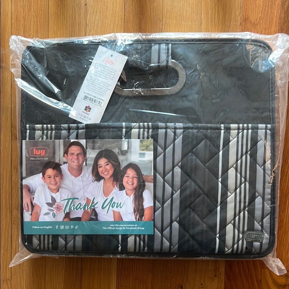 NWT Lug Flatbed Collapsible Multi-Purpose Organizer in Love Stripe Black